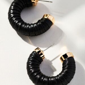 Elegant Black and Gold Hoop Earrings